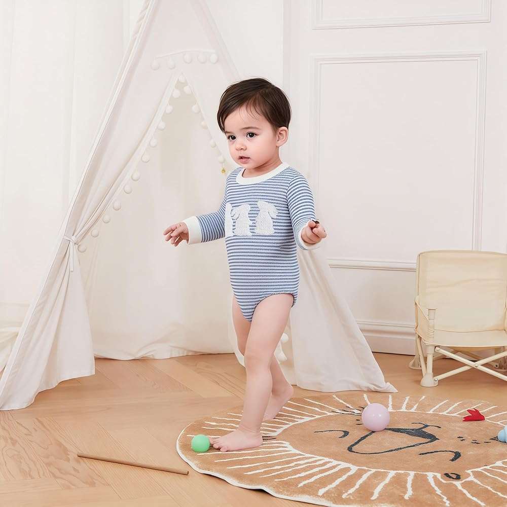 VISGOGO Newborn Infant Baby Girl Boy 4th of July Romper American Flag Bow Embroidery Striped Summer Onesie Clothes - Image 5