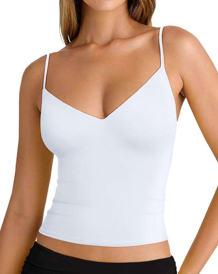 PINKMSTYLE Womens Spaghetti Strap Tank Tops V Neck Double Lined Going Out Summer Top - Image 5