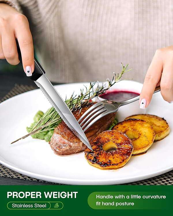 PHILIPALA Silverware Set, 48-Piece Flatware Set with Steak Knives for 8, Stainless Steel Mirror Cutlery Include Forks Spoons and Knives Set, Dishwasher Safe Utensils Set for Home Restaurant - Image 2