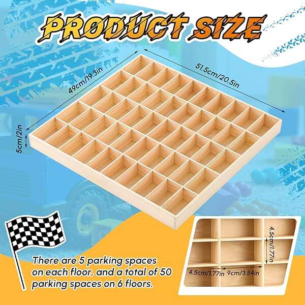 Seenelling Hot 1/64 Diecast Wheels Display Case Holds Toy Cars Wooden Wall Mount Car Display Shelf Storage Organizer Case for Toy Collectibles, Wheel, Model, 10 Layers (50 Spaces) - Image 2
