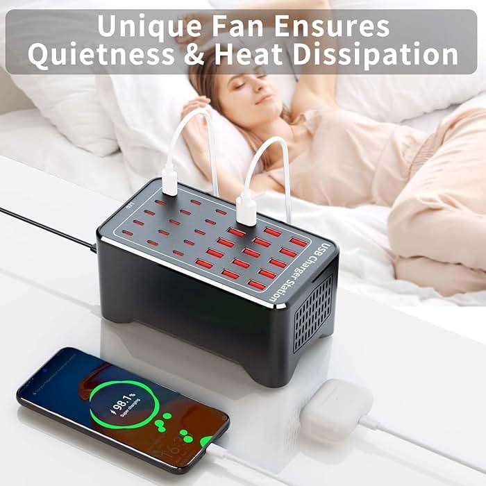 150W(30A) USB Charging Station, 30-Port USB C Charger Block, Multiple Desktop/Wall Fast Charger with Intelligent Protection Compatible with iPhone, iPad, Tablets, Smartphones - Image 6