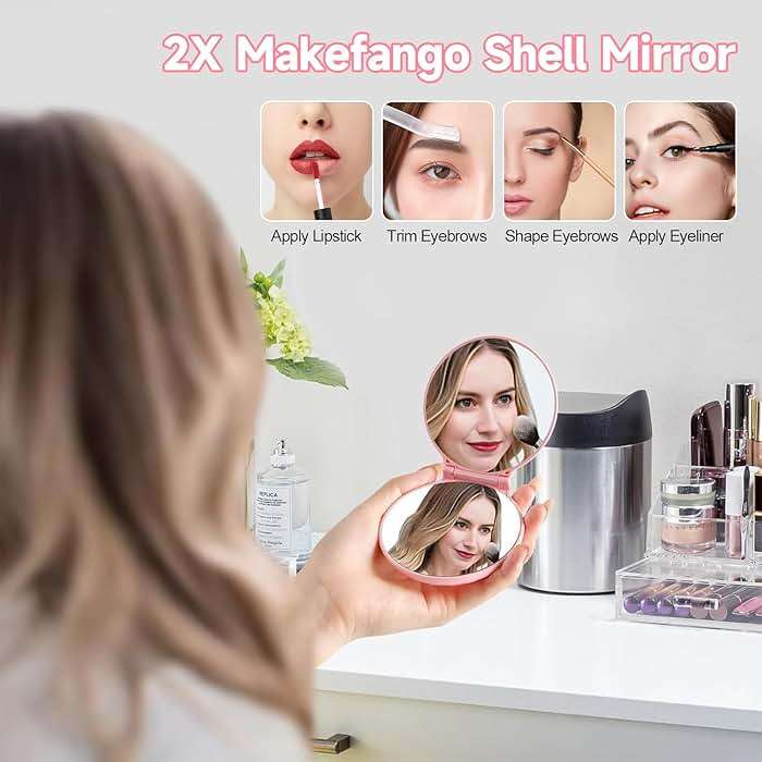 Makefango Mini Compact Mirror for Travel - 3.5" Portable,2-Sided,Lightweight & Shatterproof,Folding Hand Held Mirror,Unique Gifts for Women - Image 3