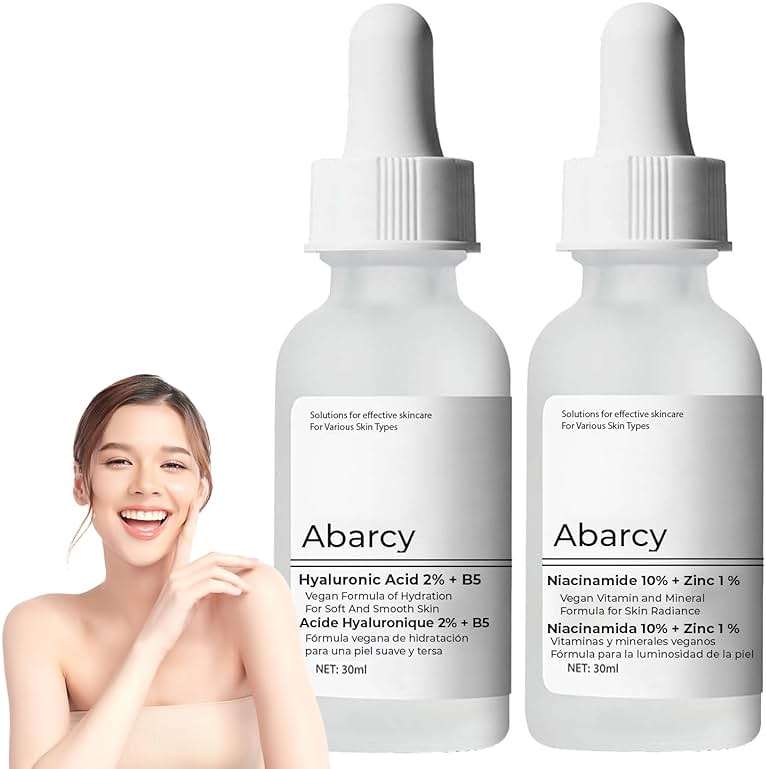 Bundle Face Care Set Facial Treatment: Hyaluronic Acid with 2% + Vitamin B5 and Niacinamide 10% + Zinc 1%, Hydrating Face Serum for Women Radient And Smooth Skin, Anti-Aging - Image 1