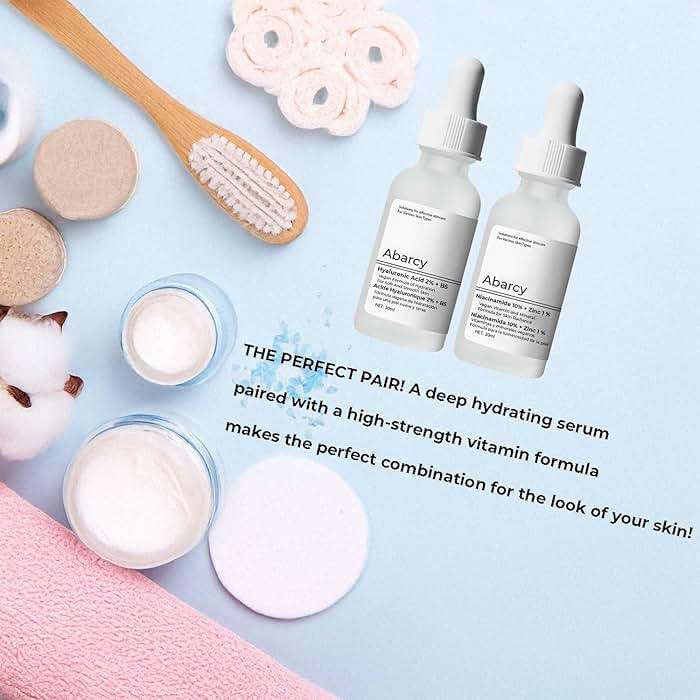 Bundle Face Care Set Facial Treatment: Hyaluronic Acid with 2% + Vitamin B5 and Niacinamide 10% + Zinc 1%, Hydrating Face Serum for Women Radient And Smooth Skin, Anti-Aging - Image 3