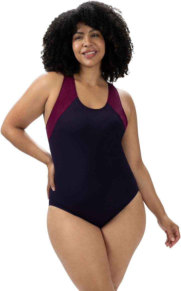 Dolfin Aquashape Women's One Piece Swimsuit - Color Block Moderate Cut Athletic Lap Suit - Image 1