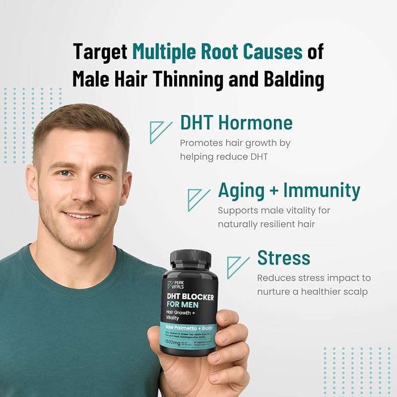 DHT Blocker for Men | Ultra Potent Hair Growth Formula | Saw Palmetto, Biotin, Pumpkin Seed, Herbal Extracts | Natural Hair Loss Supplements | Hair Regrowth Vitamins | Made in the USA | 90 Capsules - Image 5