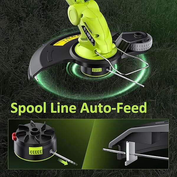 JAGROM Electric String Trimmer Cordless with 2x2.0Ah Battery, 20V Battery Powered 12-inch Lawn Mover & Edger Lawn Tool with Charger, Powered Grass Trimmer with 8pcs Spool Line for Yard, Garden, Green - Image 5