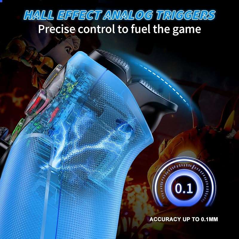 Dinosoo RGB Wireless Controller for PS5/PlayStation 5 PC, Bluetooth Controller with Turbo, Macro, Dynamic Vibration, 6-Axis Motion Control, 3.5mm Audio Jack, 1000mAh Battery, Speaker - Blue - Image 4
