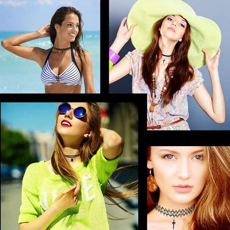 YOKER 10 Pcs Black Necklaces for Women Adjustable Layered Velvet Choker Set Classic Gothic Tattoo Lace Chokers - Image 4