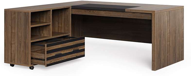 LITTLE TREE L-Shaped Computer Desk with File Cabinet Combo, 63-Inch Office Desk, 31-Inch Filing Cabinet with Storage & Drawer for A4/Letter/Legal Size File, Large Business Furniture for Home Office - Image 9