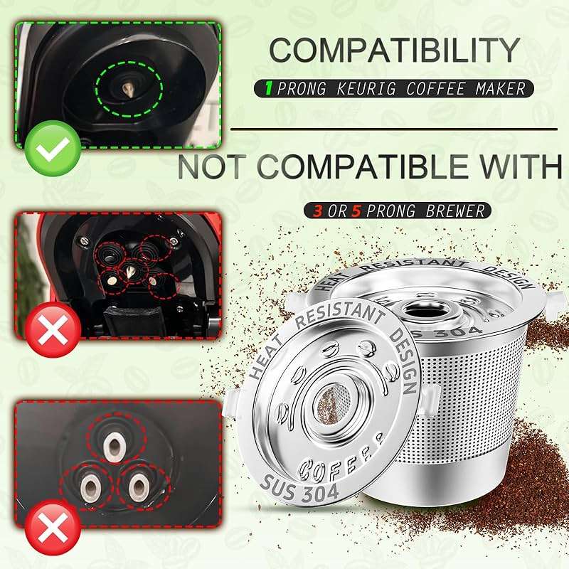 NESSUS 2 Pack Reusable K Cup for Keurig 1.0, Stainless Steel Reusable K Cups for Keurig 1 Prong Coffee Maker K Cup Reusable Coffee Pods with Heat Resistant Handles and Scoop, NO BPA - Image 2