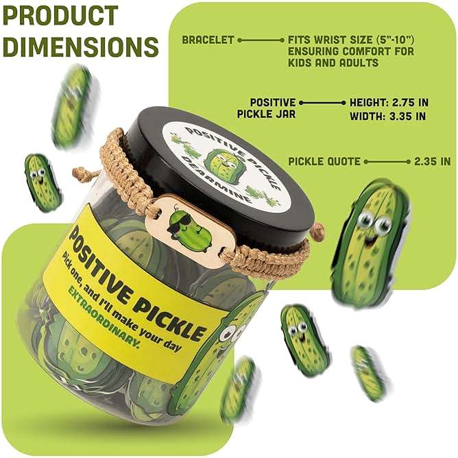 DEARMINE 60 Positive Pickle Cards Jar, Birthday Gifts for Women, Teens, Adults, Back to School Gift, White Elephant Gifts, Stocking Stuffers, Teen Girl Gifts Trendy Stuff - Image 8