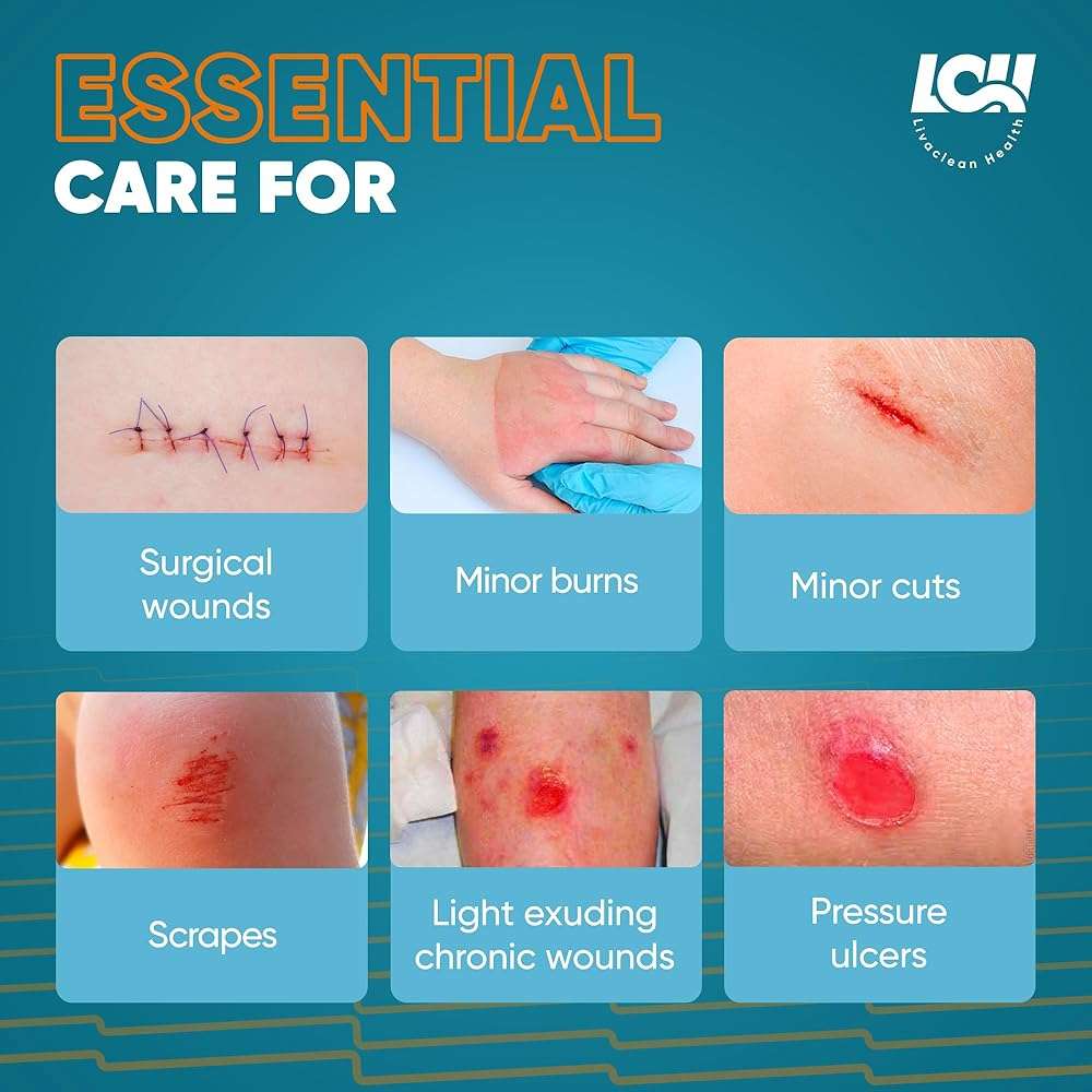 20 CT Silicone Foam Dressing 4x4, 3x3, 2x2 - Sterile Silicone Bandages for Wounds - Adhesive Pressure Sore Bed SOR Bandages - Square Dressing for Wounds and Injury Care by Livaclean Health - Image 7