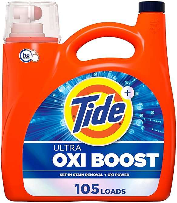 Tide Ultra Oxi Boost Liquid Laundry Detergent, 148 fl oz, 105 Loads, Advanced Stain Remover with Extra Oxi Power - Image 1