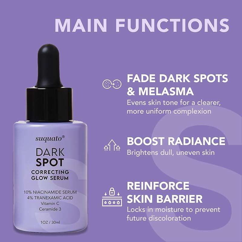 suquato Dark Spot Remover Serum – For Face Hyperpigmentation & Melasma Care – Dark Spot Correcting Glow with Tranexamic Acid + Niacinamide + Vitamin C (30ml) - Image 2