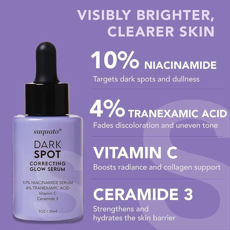 suquato Dark Spot Remover Serum – For Face Hyperpigmentation & Melasma Care – Dark Spot Correcting Glow with Tranexamic Acid + Niacinamide + Vitamin C (30ml) - Image 3