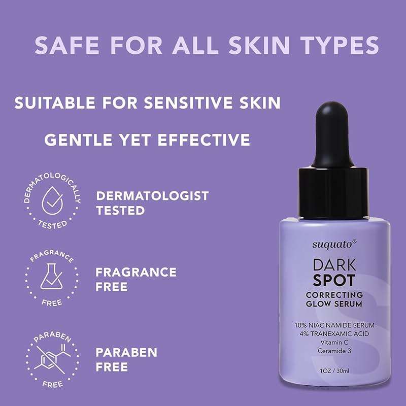 suquato Dark Spot Remover Serum – For Face Hyperpigmentation & Melasma Care – Dark Spot Correcting Glow with Tranexamic Acid + Niacinamide + Vitamin C (30ml) - Image 6