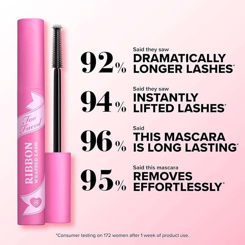 Too Faced Ribbon Wrapped Lash Mascara | Extreme Length Tubing Mascara with no Smudging, Flaking or Clumping - Image 5