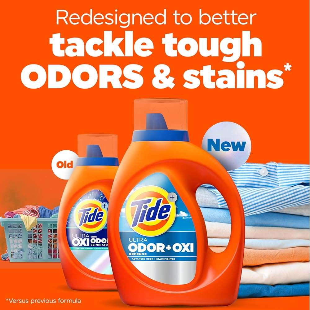 Tide Ultra Odor Defense Plus Oxi Liquid Laundry Detergent, 148 fl oz, 105 Loads, Advanced Odor and Stain Fighting Laundry Detergent Liquid - Image 2