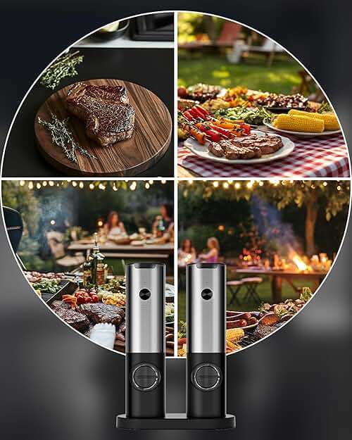 Electric Salt & Pepper Grinder Set - USB-C Rechargeable with LED Light & Charging Dock, 5 Adjustable Coarseness Settings, One-Touch Automatic Mills for Kitchen, Dining, and Gifts - Image 7