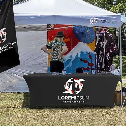 Custom Table Cloth with Business Logo Rectangle 6FT 114" x 79" Spandex Customized Table Cover Stretch Tablecloth with Text Image Photo Sign Personalized Runner for Tradeshow Events, Fitted Style - Image 2