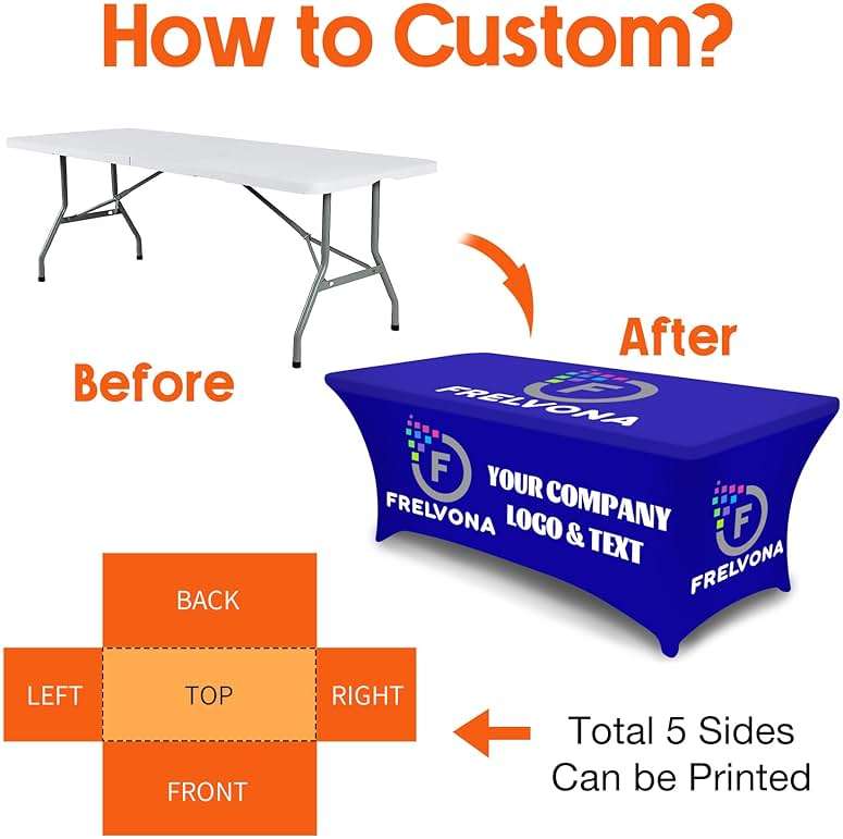 Custom Table Cloth with Business Logo Rectangle 6FT 114" x 79" Spandex Customized Table Cover Stretch Tablecloth with Text Image Photo Sign Personalized Runner for Tradeshow Events, Fitted Style - Image 5