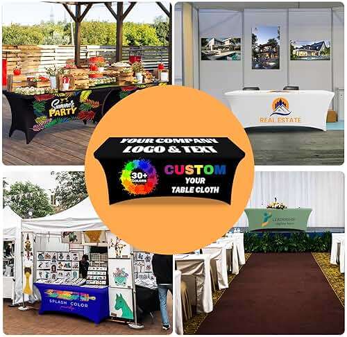 Custom Table Cloth with Business Logo Rectangle 6FT 114" x 79" Spandex Customized Table Cover Stretch Tablecloth with Text Image Photo Sign Personalized Runner for Tradeshow Events, Fitted Style - Image 7