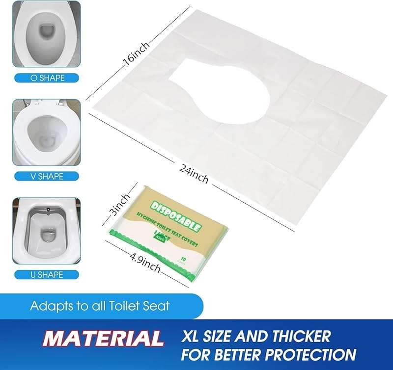 Toilet Seat Cover Disposable Flushable(50 Pcs), XXL Travel Toilet Seat Covers for Adults Kids, Flushable Toilet Paper Cover for Potty Training in Public Restrooms, Airplane, Camping(22 * 16.5in) - Image 2