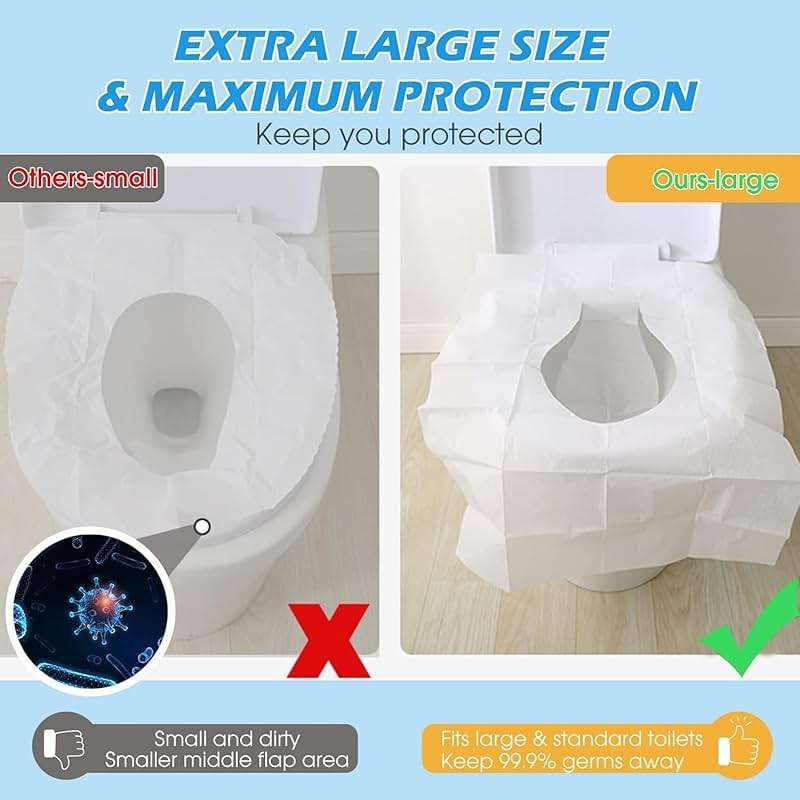 Toilet Seat Cover Disposable Flushable(50 Pcs), XXL Travel Toilet Seat Covers for Adults Kids, Flushable Toilet Paper Cover for Potty Training in Public Restrooms, Airplane, Camping(22 * 16.5in) - Image 3