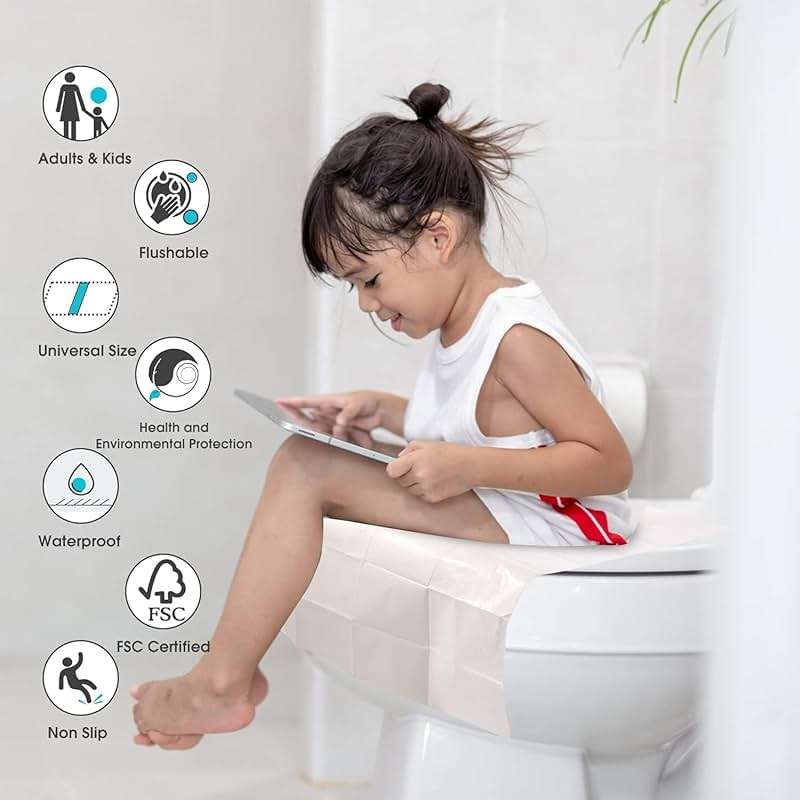 Toilet Seat Cover Disposable Flushable(50 Pcs), XXL Travel Toilet Seat Covers for Adults Kids, Flushable Toilet Paper Cover for Potty Training in Public Restrooms, Airplane, Camping(22 * 16.5in) - Image 4