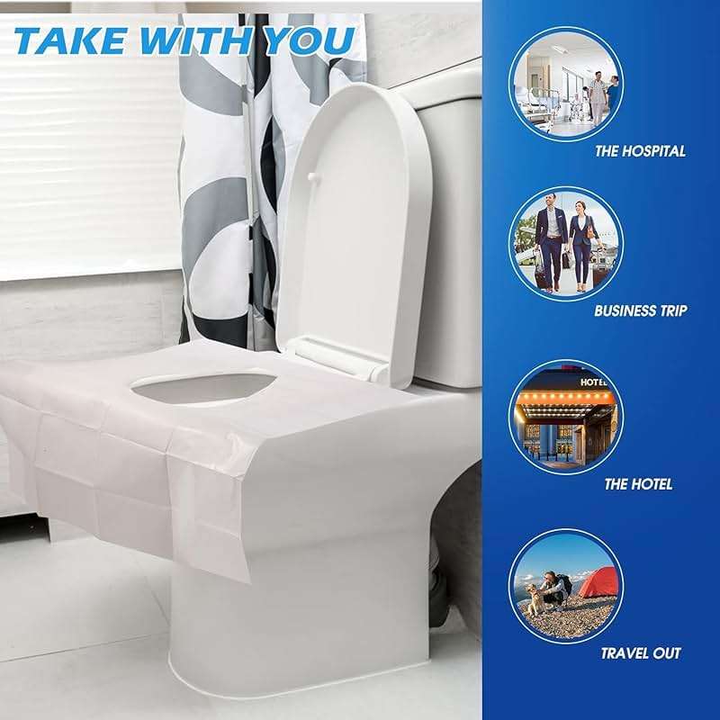 Toilet Seat Cover Disposable Flushable(50 Pcs), XXL Travel Toilet Seat Covers for Adults Kids, Flushable Toilet Paper Cover for Potty Training in Public Restrooms, Airplane, Camping(22 * 16.5in) - Image 5