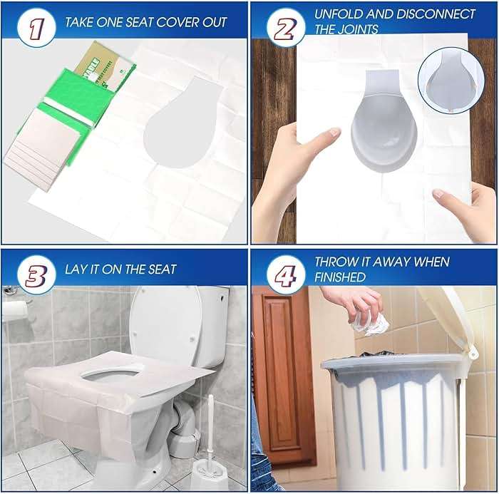 Toilet Seat Cover Disposable Flushable(50 Pcs), XXL Travel Toilet Seat Covers for Adults Kids, Flushable Toilet Paper Cover for Potty Training in Public Restrooms, Airplane, Camping(22 * 16.5in) - Image 6