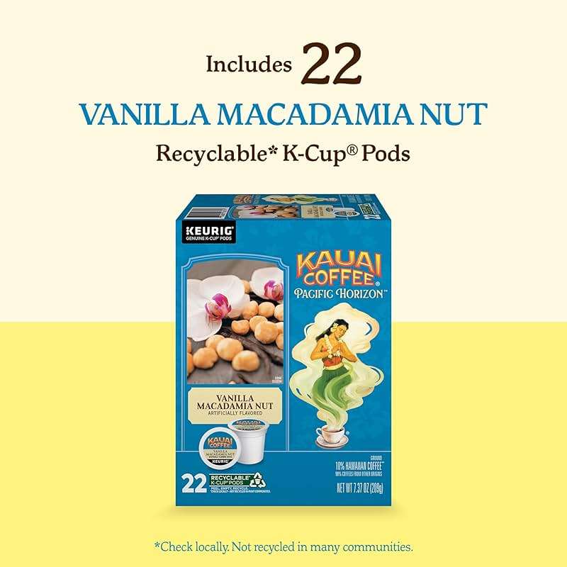 Kauai Coffee K-Cup Pods for Keurig Brewers – Arabica Coffee, 10% Hawaiian – Medium Roast, Vanilla Beans with Toasted Macabamia Nuts – Vanilla Macadamia Nut, 1 Pack of 22 Single Serve K-Cups - Image 5