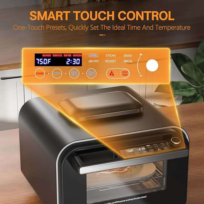 G.a HOMEFAVOR 1800W Electric Countertop Pizza Oven, 12 inch Indoor Multi-Function Pizza Maker with Air Fry, Bake, Roast, Broil & Grill, High Heat 750°F for Crispy Crust, Family Kitchen Appliance - Image 4