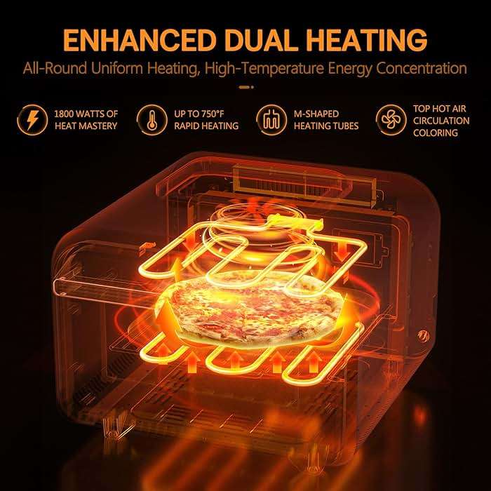 G.a HOMEFAVOR 1800W Electric Countertop Pizza Oven, 12 inch Indoor Multi-Function Pizza Maker with Air Fry, Bake, Roast, Broil & Grill, High Heat 750°F for Crispy Crust, Family Kitchen Appliance - Image 5