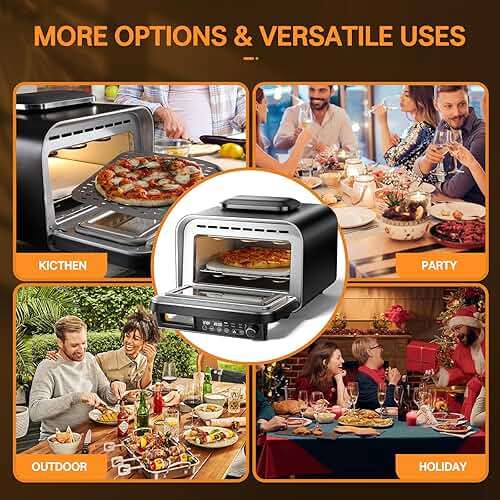 G.a HOMEFAVOR 1800W Electric Countertop Pizza Oven, 12 inch Indoor Multi-Function Pizza Maker with Air Fry, Bake, Roast, Broil & Grill, High Heat 750°F for Crispy Crust, Family Kitchen Appliance - Image 6