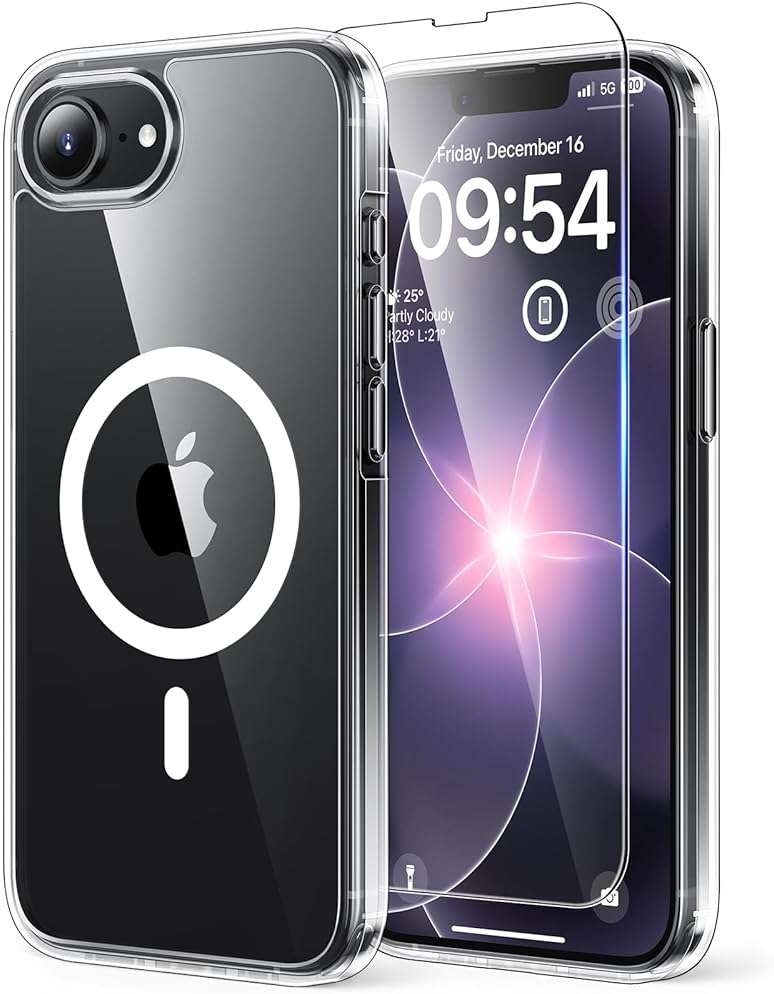 TAURI for iPhone 17e Case/for iPhone 16e Case, [Compatible with MagSafe] with Screen Protectors, Shockproof Military-Grade Protection, Magnetic Case for 17 e / 16 e, Clear - Image 1