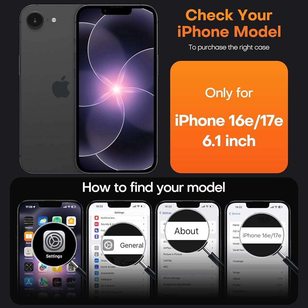 TAURI for iPhone 17e Case/for iPhone 16e Case, [Compatible with MagSafe] with Screen Protectors, Shockproof Military-Grade Protection, Magnetic Case for 17 e / 16 e, Clear - Image 7