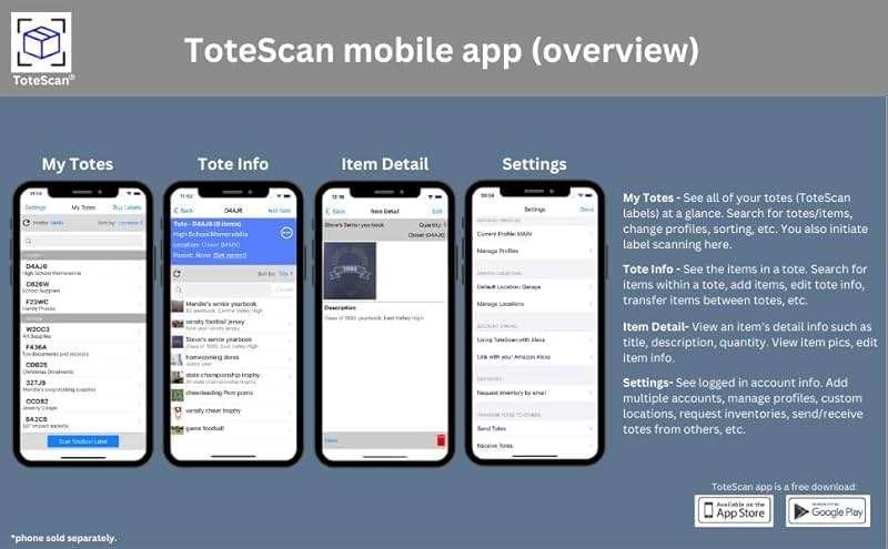 ToteScan Intelligent QR Labels for Organization/Moving/Storage (45 Unique Labels, 2.5"x3") Multi-Color (red/Green/Blue/Yellow/Purple) (Multi-Color) - Image 8