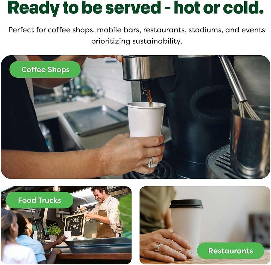 TOSSWARE GO 16oz Hot Cups - Set of 100, premium quality food safe coffee cups, FDA-compliant recyclable paper cups, single wall cups for hot and cold drinks, disposable 16oz white party cups - Image 5