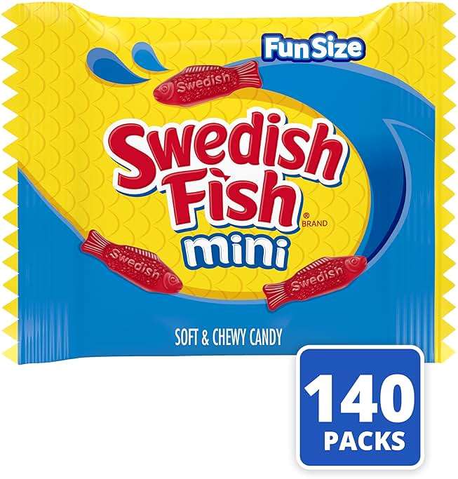 SWEDISH FISH Mini Soft & Chewy Gummy Candy, Bulk Candy, 140 Snack Packs - Image 3