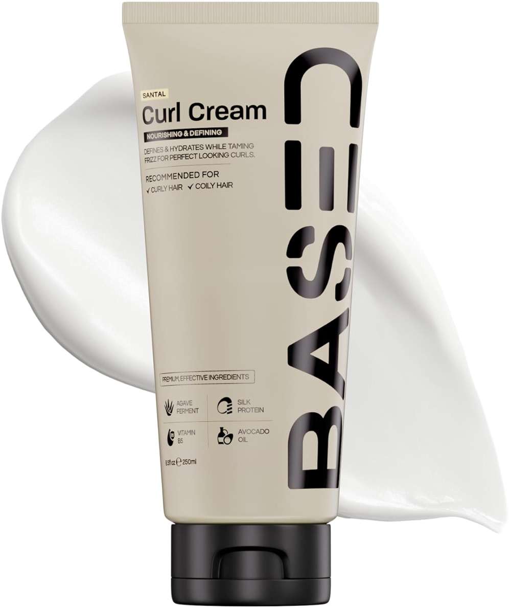 BASED Curl Cream for Men, Curl Defining Cream for Curly Hair, No Harsh Chemicals or Artificial Fragrance, Medium Hold, Hydrates & Nourishes with Agave, Silk Protein & Castor Oil, 8.5 oz (Pack of 1) - Image 1