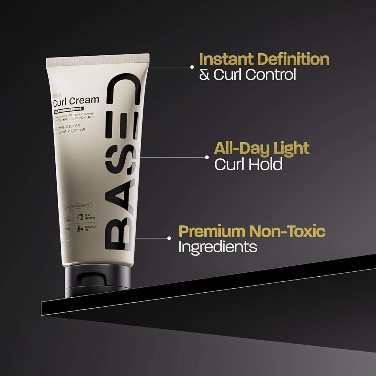 BASED Curl Cream for Men, Curl Defining Cream for Curly Hair, No Harsh Chemicals or Artificial Fragrance, Medium Hold, Hydrates & Nourishes with Agave, Silk Protein & Castor Oil, 8.5 oz (Pack of 1) - Image 4