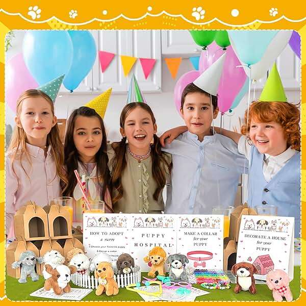 180 Pcs Adopt a Dog Party Favors Include 12 Mini Plush Dogs 12 Adoption Card 12 Kraft Boxes 12 Check Card 5 Adopt Sign 24 Puppy Stickers 1 Fence 102 Adopt a Puppy Supplies for Adoption Party (Dog) - Image 7