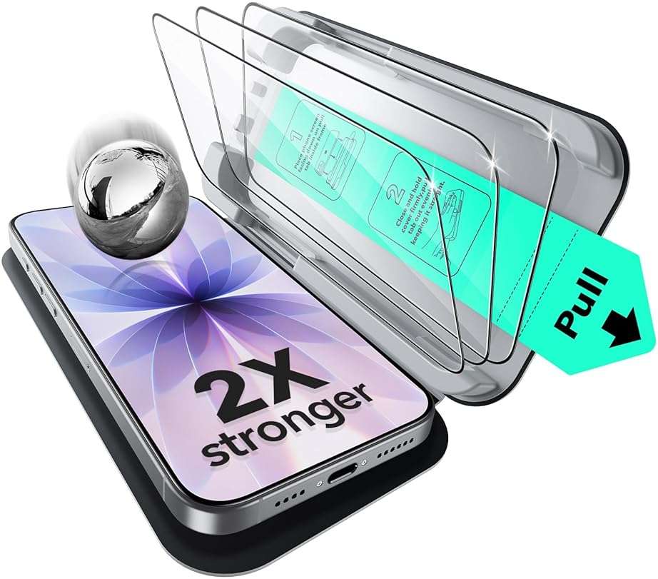 ESR 3 Pack for iPhone 17/iPhone 16 Pro Screen Protector, Military-Grade Shatterproof, 9H Hardness, Full Coverage Tempered Glass with Ultra Fit Tray - Image 1