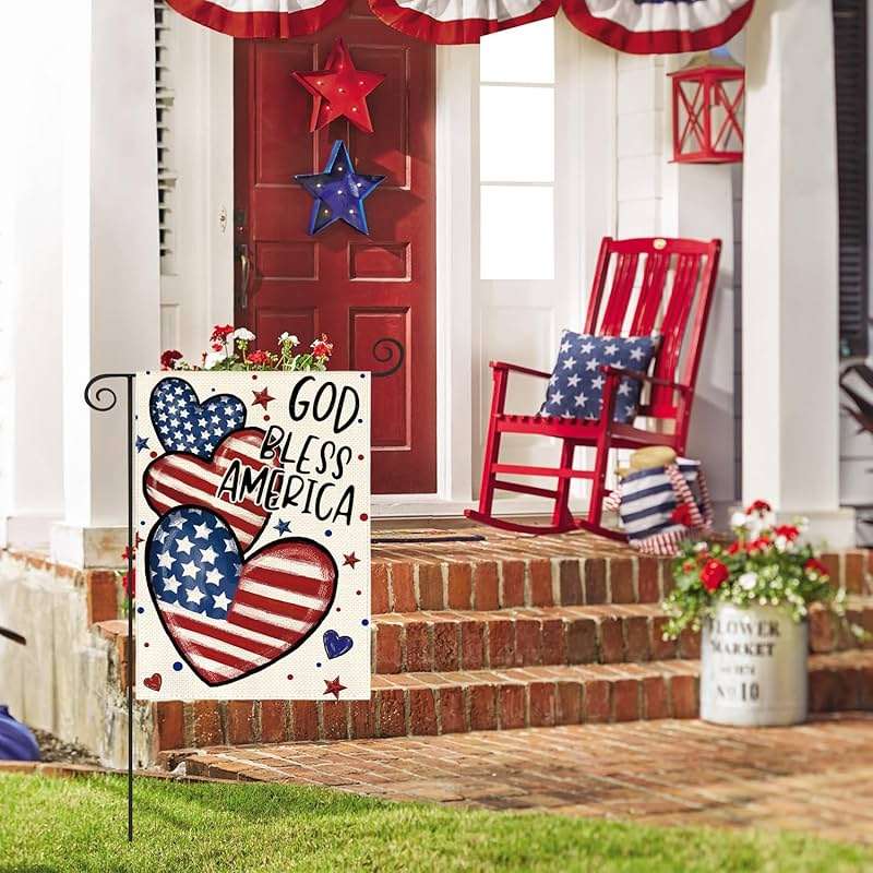 AVOIN colorlife God Bless America 4th of July Patriotic Garden Flag 12x18 Inch Double Sided Outside, American Stars and Stripes Memorial Day Yard Outdoor Decoration - Image 2