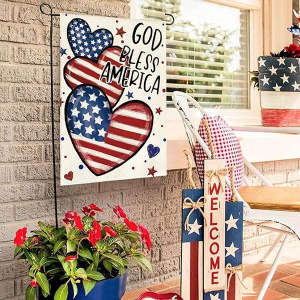 AVOIN colorlife God Bless America 4th of July Patriotic Garden Flag 12x18 Inch Double Sided Outside, American Stars and Stripes Memorial Day Yard Outdoor Decoration - Image 3