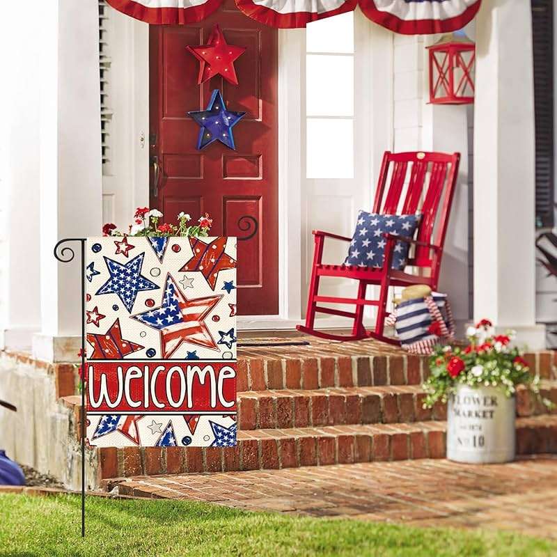 AVOIN colorlife Patriotic 4th of July Garden Flag 12x18 Inch Double Sided Outside, Welcome American Stars and Stripes Yard Outdoor Decoration - Image 2