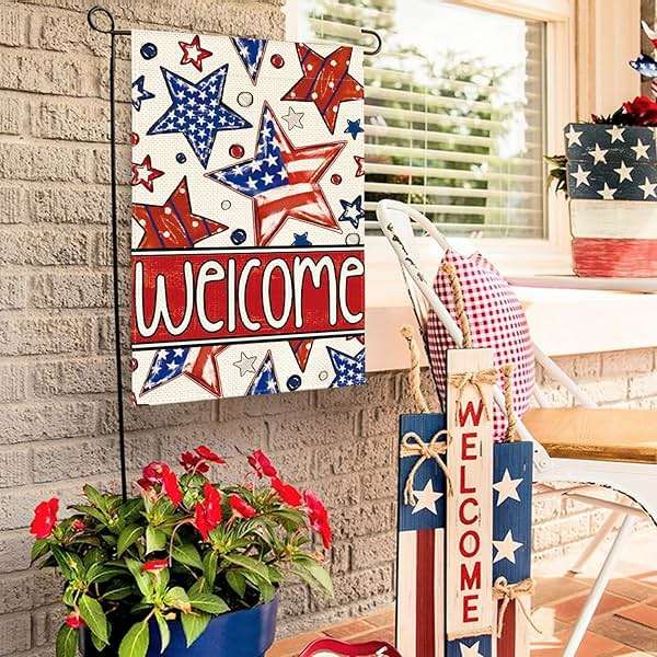 AVOIN colorlife Patriotic 4th of July Garden Flag 12x18 Inch Double Sided Outside, Welcome American Stars and Stripes Yard Outdoor Decoration - Image 4