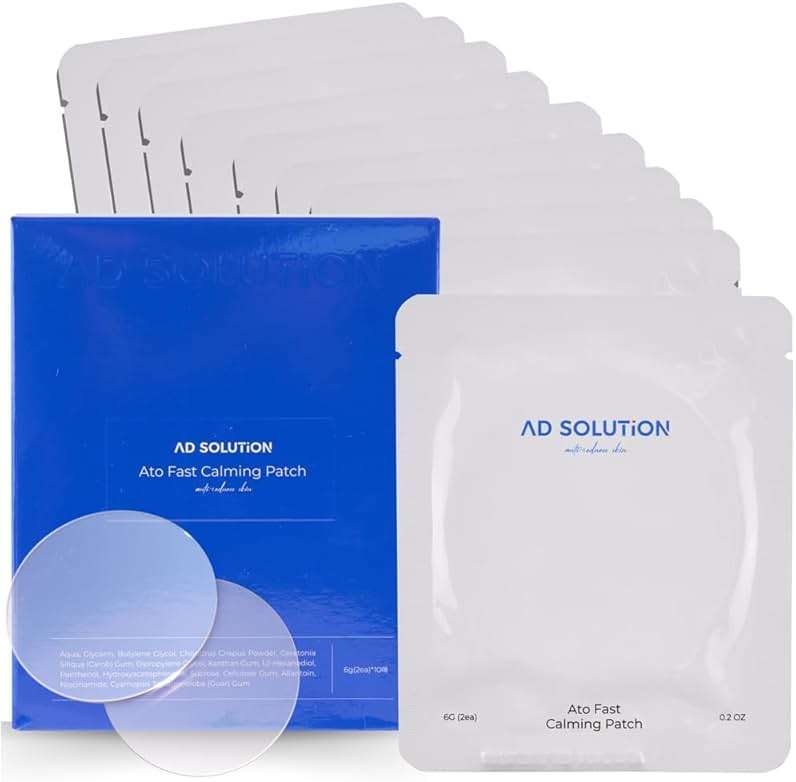AD SOLUTION Ato Fast Calming Patch for Skin Redness, Itching & Flare-Ups – Soothing Hydrogel for Sensitive Skin with Cica & Panthenol – 10 Pairs - Image 1